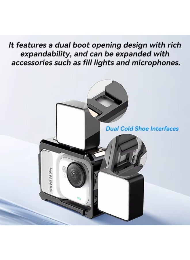 Aluminum Alloy Frame Cage for Insta360 GO Ultra, Metal Protective Cage Housing Expansion Case Protective Bezel with Cold Shoe Mount for Insta 360 GO Ultra Accessories - Image 5