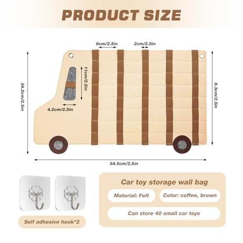 HASTHIP® Mini Car Model Pull-Back Car Toy Organizer with 40pcs Stretchy Storage Strap, Wall-Hanging Storage Holder for Mini Collectible Cars, Display Holder for Kids Car Collections - Image 2