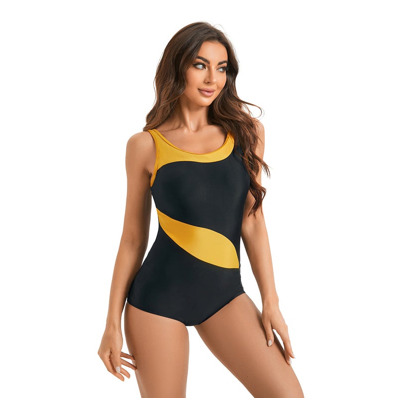 2025 Sports One-Piece Triangle Swimsuit Ladies Conservative High Elastic Swimsuit - Image 1
