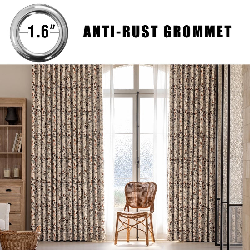 SUOUO Vintage Floral Blackout Curtains for Bedroom 96 inches Long Print Thermal Insulated Window Drapes for Living Room 2 Panels - Image 2