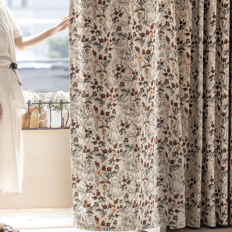 SUOUO Vintage Floral Blackout Curtains for Bedroom 96 inches Long Print Thermal Insulated Window Drapes for Living Room 2 Panels - Image 3