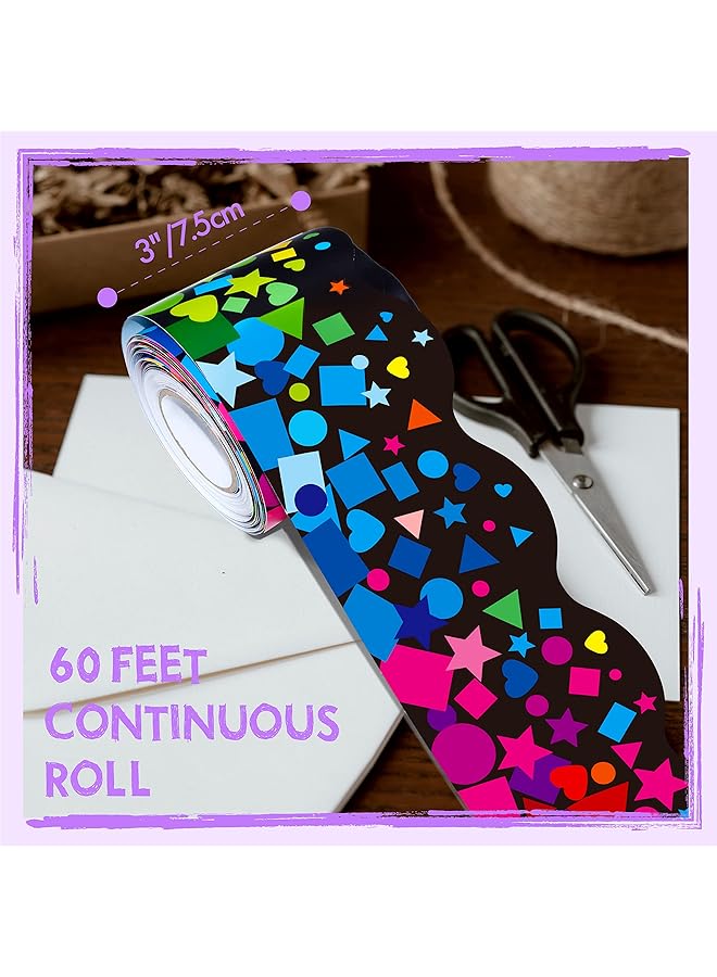 erorex 60 Feet Bulletin Board Borders Self Adhesive Scalloped Confetti Rolled Border Trim Decoration With Strong And Permanent Adhesive For School Classroom Offices Wall Desks Windows Doors - Image 2