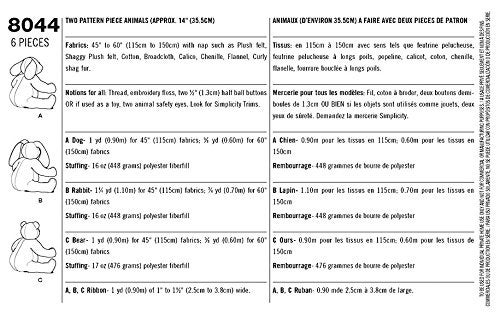 Simplicity US8044OS Children's Stuffed Animal Toy Sewing Pattern, One Size - Image 5