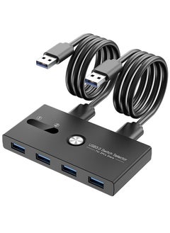 USB 3.0 Switch SelectorKVM Switcher 4 Port USB Peripheral Switcher Box Hub for Mouse Keyboard Scanner Printer PC Laptop with One Button Switch and 2 PCS USB3.0 Cable