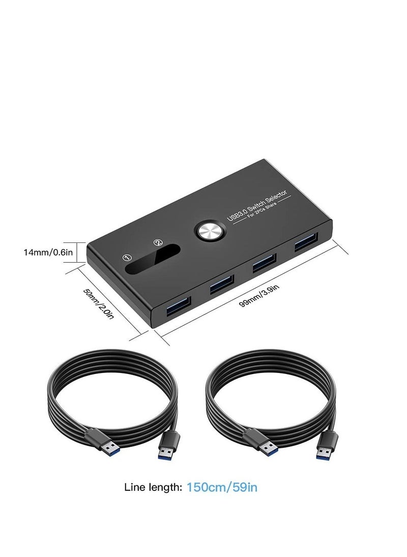 SYOSI USB 3.0 Switch SelectorKVM Switcher 4 Port USB Peripheral Switcher Box Hub for Mouse Keyboard Scanner Printer PC Laptop with One Button Switch and 2 PCS USB3.0 Cable  - Image 3