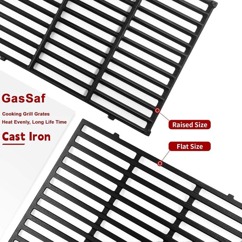 GasSaf 19.5 inch Grill Grates Replacement for Weber 7524, 7528, Genesis 300 E310 E320 E330 S310 S320 S330 EP310 EP320 EP330 Gas Grill, Set of 2 Cast Iron Cooking Grid Grates(19.5" x 12.9" x 0.5") - Image 3