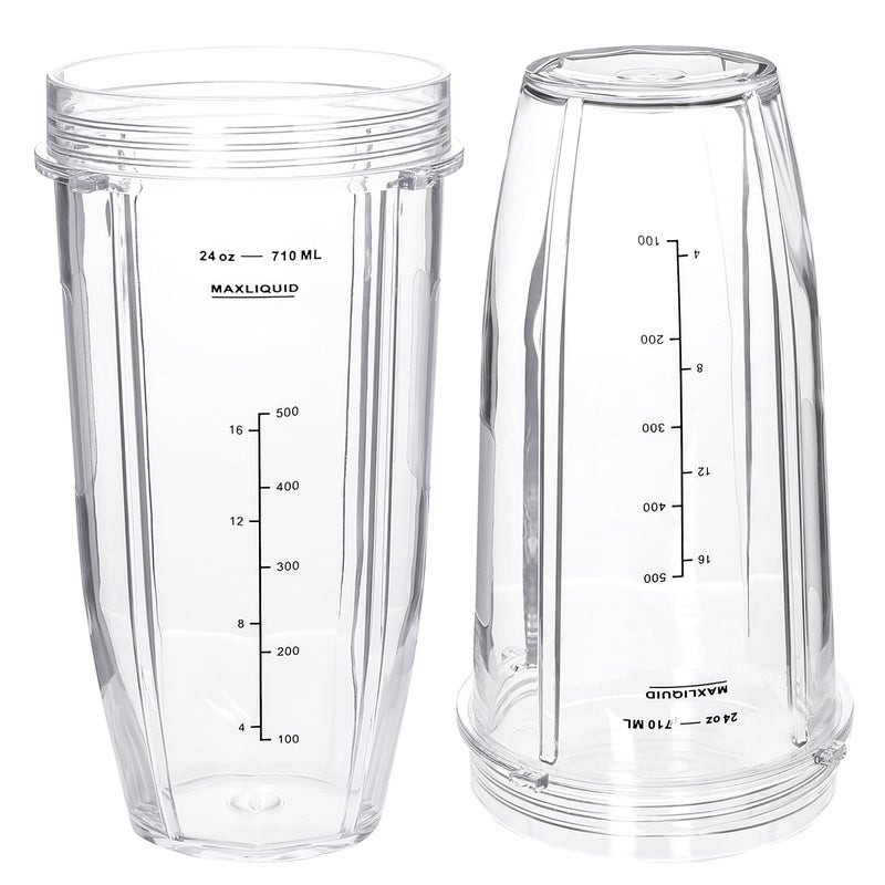 Buecmue Replacement 24oz Blender Cup For Ninja BN401 BN751 BN801 BN800 BL450 BL456 BL480 Foodi SS401 SS101 TWISTi SS151 SS351 Cups Nutri Ninja Auto IQ Parts Lids Upgraded (2 Pack) - Image 4