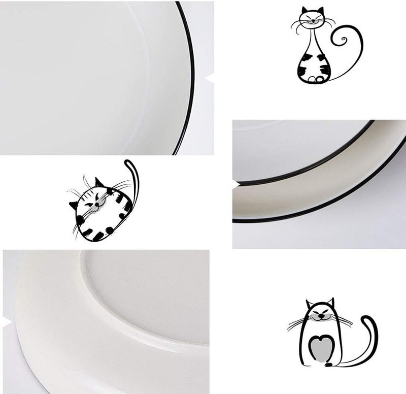 XinHuiGY Cat Ceramic Side Sauce Dishes Seasoning Dish Sushi Soy Dipping dishCookie Serving DishesMeow Porcelain Small Tea Bag Holder 6inch Set of 4White  - Image 5