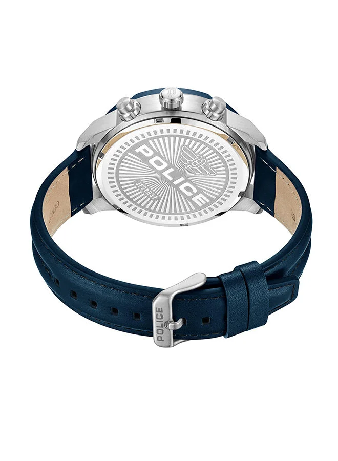 POLICE Mens Huntley Leather Strap Chronograph Wrist Watch PEWJF2203740 45mm Blue