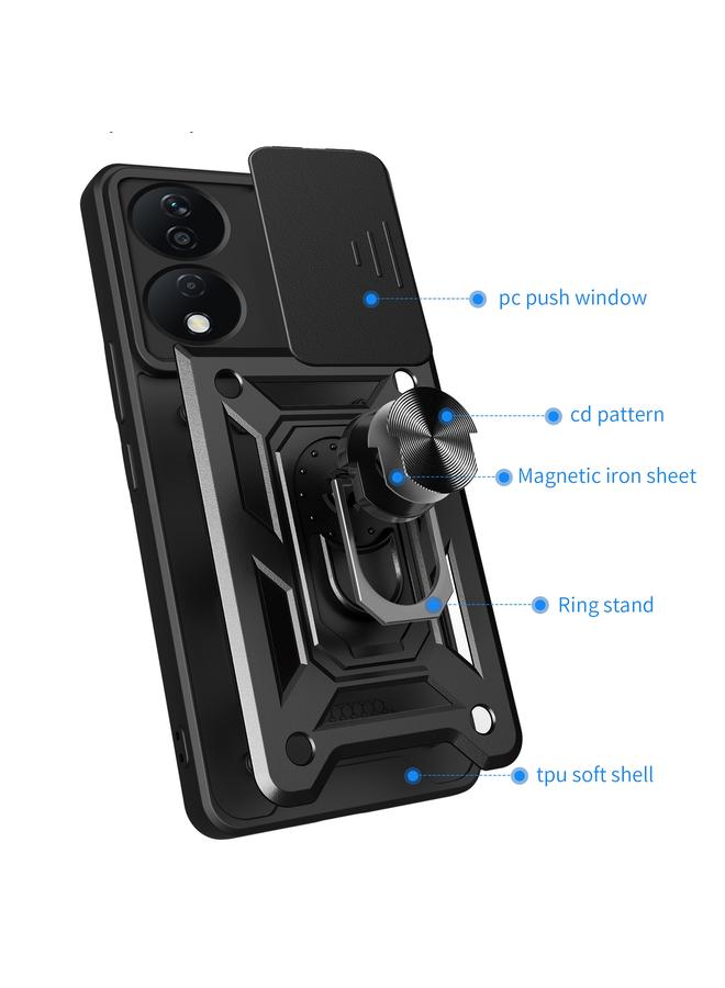 اس-توب جراب لهاتف Honor X7b بتصميم غطاء كاميرا منزلق مصنوع من مادة TPU+PC - Image 3