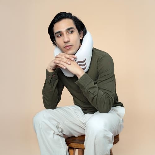 THE ASSEMBLY Assembly Comfortable Travel Neck Pillow - Pure Memory Foam Neck Support, Breathable & Machine Washable Cover, Ideal for Airplane Travel Kit (Biege) - Image 2