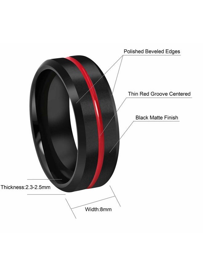 CROWNAL 6mm 8mm 10mm Thin Red Groove Black Brushed Tungsten Carbide Wedding Band Ring Comfort Fit Engraved I Love You Size 5 To 17, 10, Tungsten,Tungsten Carbide, tungsten - Image 4