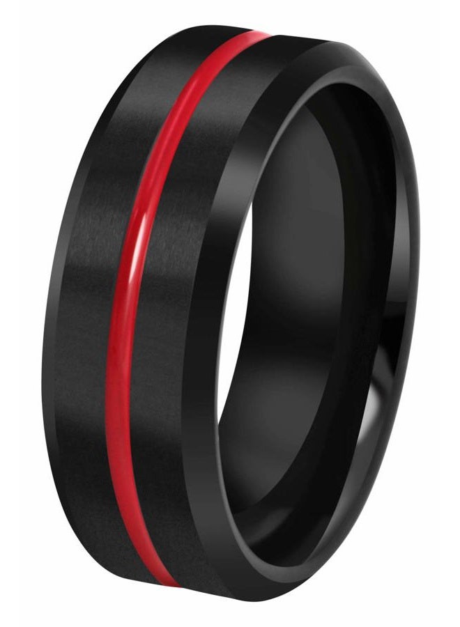 CROWNAL 6mm 8mm 10mm Thin Red Groove Black Brushed Tungsten Carbide Wedding Band Ring Comfort Fit Engraved I Love You Size 5 To 17, 10, Tungsten,Tungsten Carbide, tungsten - Image 2