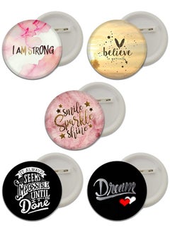 D2C Inspirational - Motivational Quotes Button Badges (Plastic,Multi color,Pack of 5)