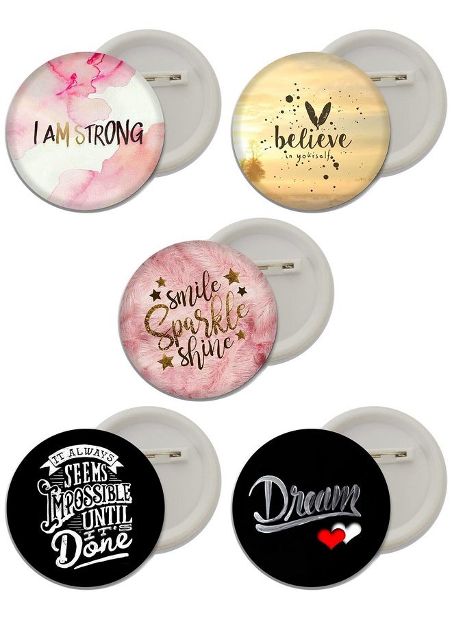 D2c D2C Inspirational - Motivational Quotes Button Badges (Plastic,Multi color,Pack of 5)  - Image 1