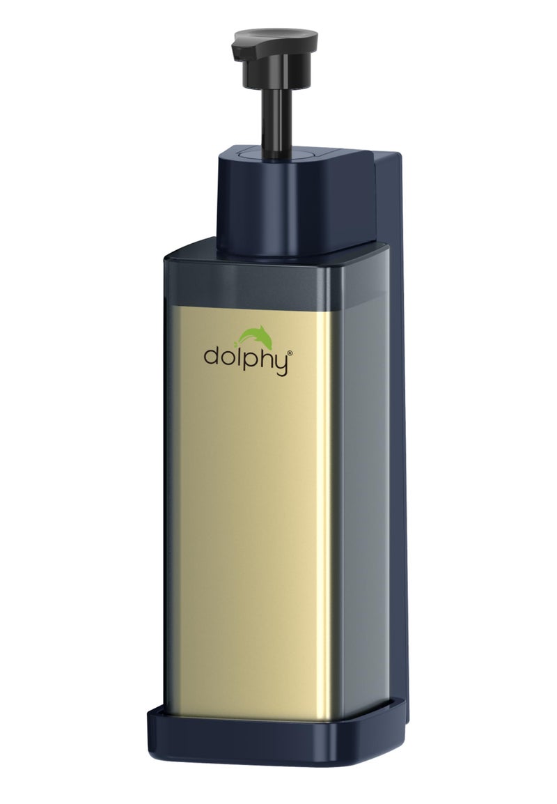 DOLPHY دولفي موزع صابون بلاستيكي مثبت على الطاولة والجدار للحمام والمطبخ - 300 مل، أسود - Image 2