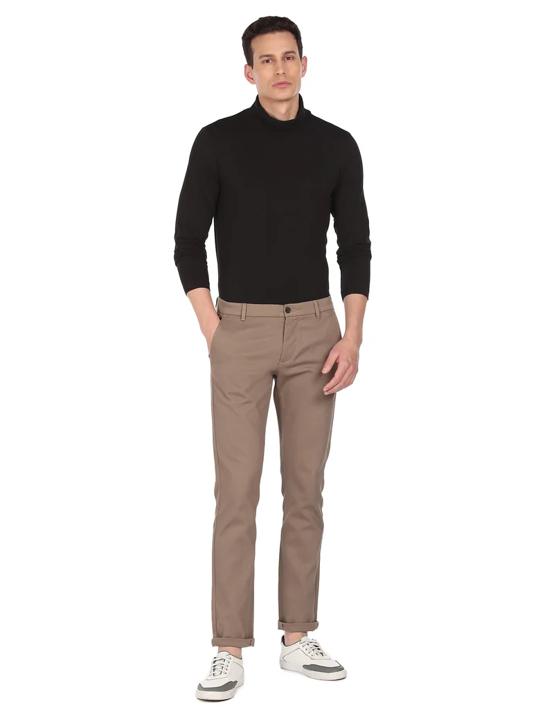 Arrow Black Long Sleeve Turtle Neck Solid T-Shirt for Men | Best Price UAE