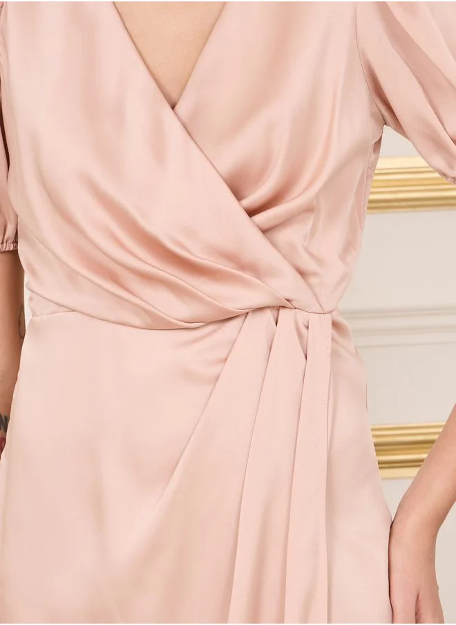 Styli Fringed Wrap Dress