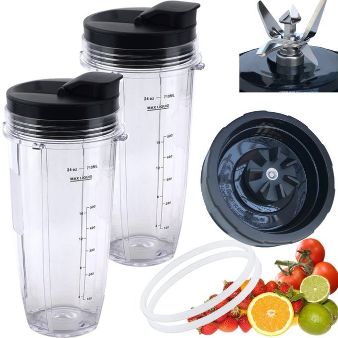 NEW MODEL REPLACEMENT BLENDER BLADE AND 24OZ CUPS ACCESSORIES ONLY COMPATIBLE WITH NUTRI NINJA FOODI POWER BLENDER SS150SS151SS300 SS350SS351 SS351TGT CO351B SS100 SS101 SS101C CO101B