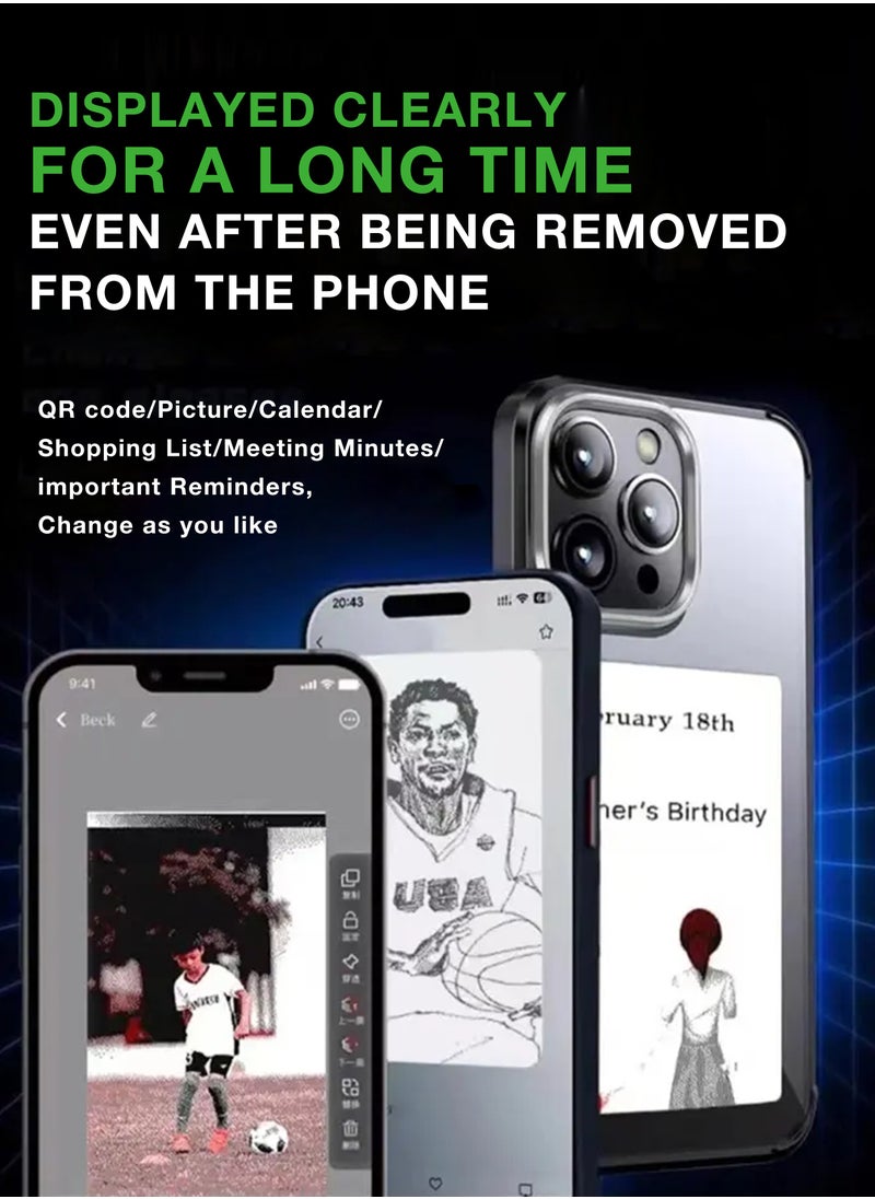 ZIPFORCE NFC Smart E-ink Screen Display Phone Case for iPhone 16 Pro DIY مخصصة ألياف الكربون القضية المحمولة مصممة رمادية