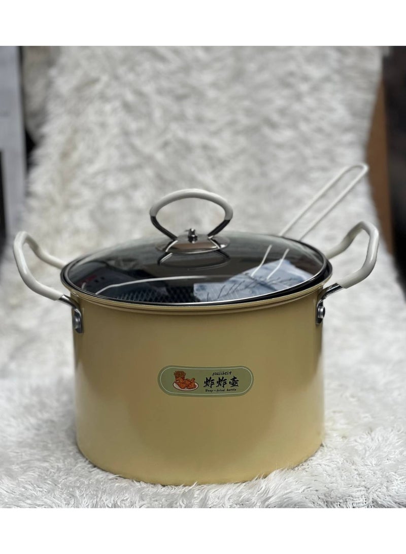 حلة تحمير بطوط 5 لتر – حلة مع غطاء زجاجي حراري وباسكت شبك ومقبض استانلس – سهلة الاستخدام وتصفي الزيت AR - Image 4