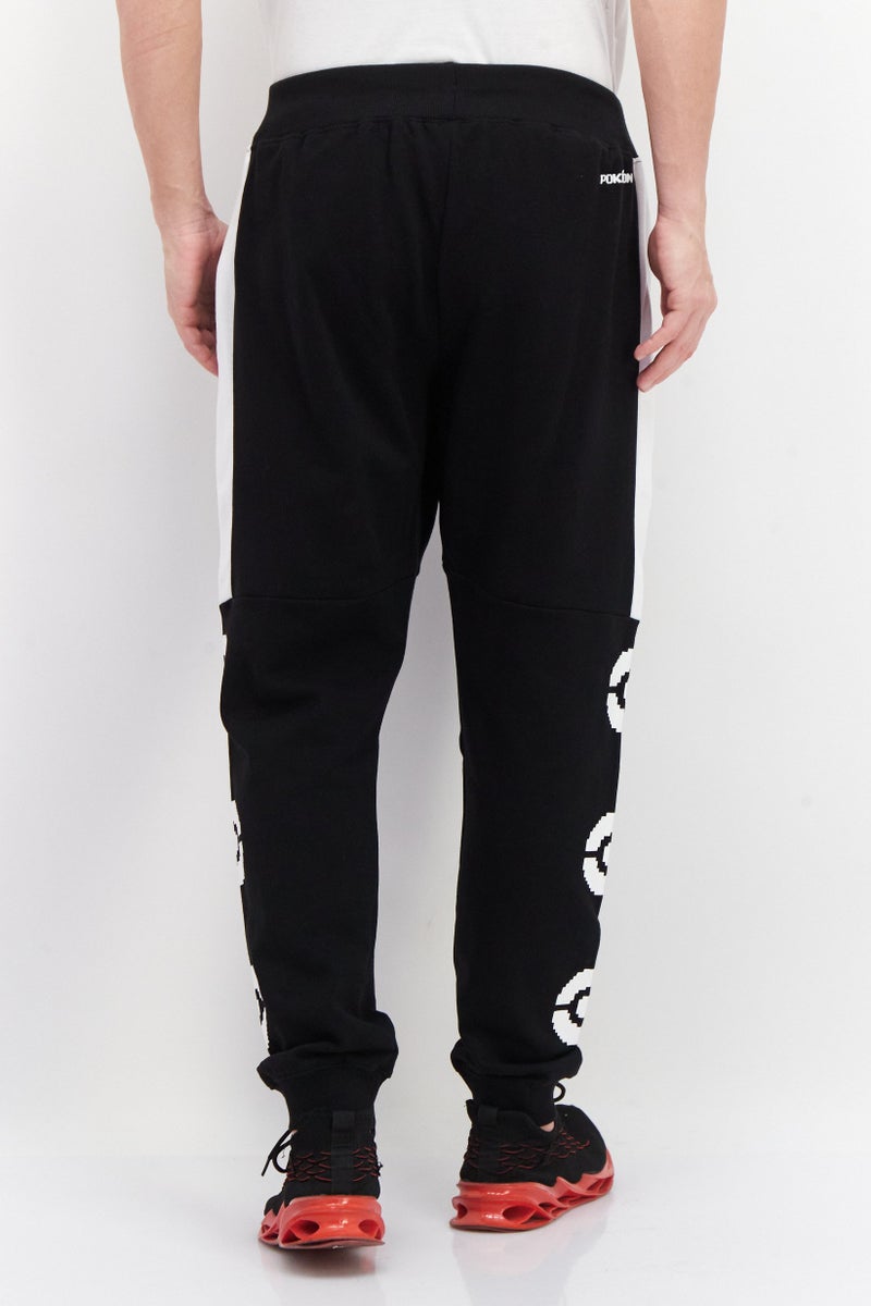 DIFUZED بنطلون فليز للرجال بتصميم بيكسل شاريزارد، أسود/أبيض - Image 2