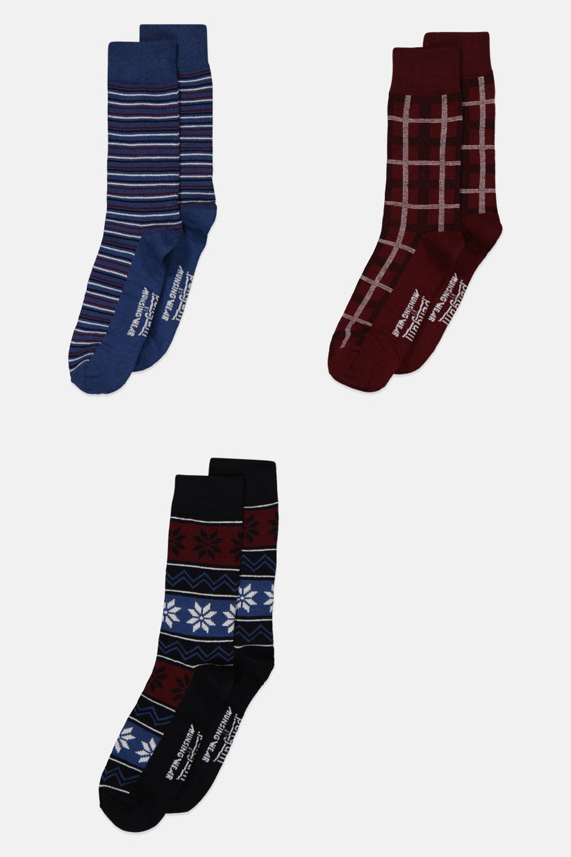 Original Penguin Men 3 Pairs Pack Printed Crew Socks, Multicolor - Image 4
