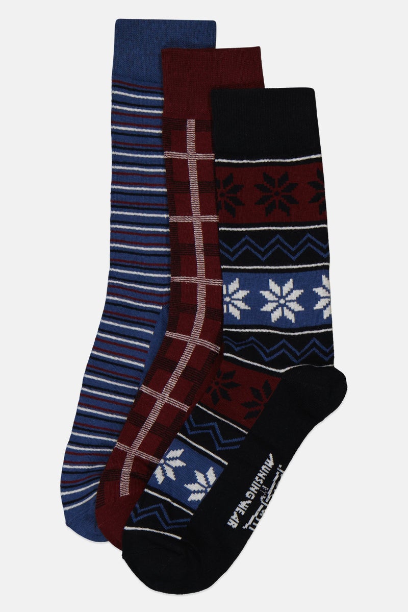 Original Penguin Men 3 Pairs Pack Printed Crew Socks, Multicolor - Image 1