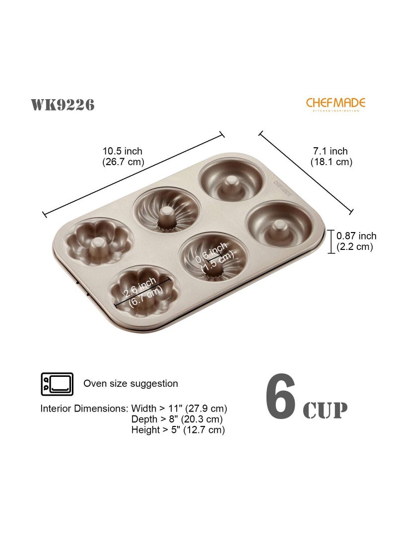 شيف ميد قالب دونات للكيك ، 6 تجاويف ، نمط غير لاصق ، أواني خبز دونات - Image 2