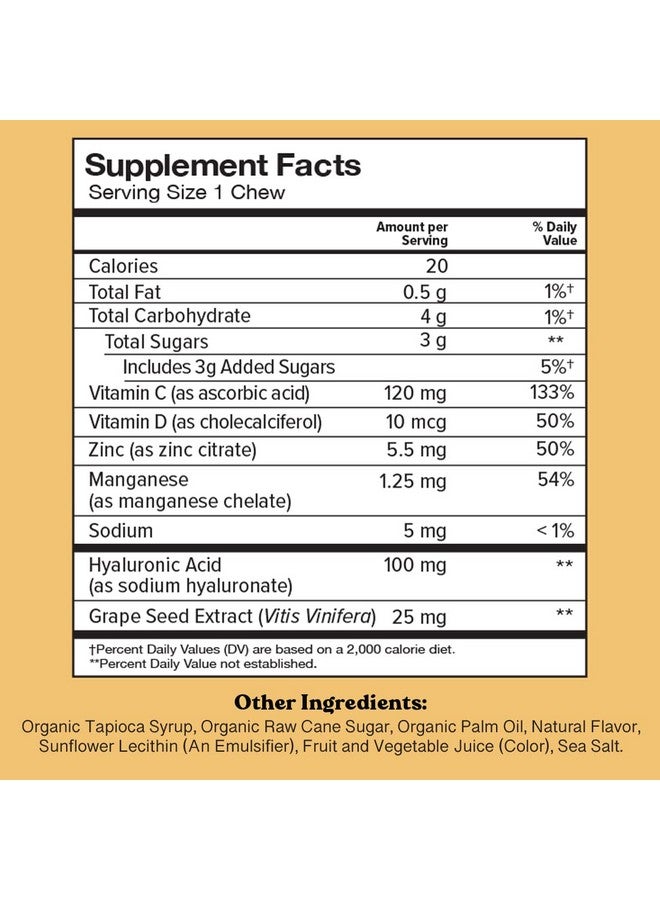 Chewsy Youthful Skin, Fruity Chews Vitamins, Radiance & Hydration Formula, Hyaluronic Acid, Grape Seed Extract, Antioxidants & Minerals, Vitamins Raspberry Lemonade Flavor 30-Day Supply - Image 2