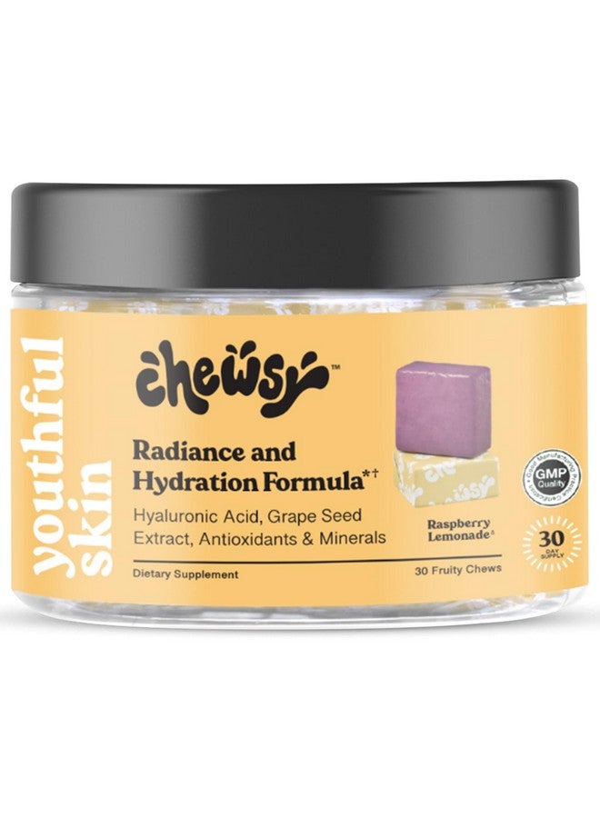 Chewsy Youthful Skin, Fruity Chews Vitamins, Radiance & Hydration Formula, Hyaluronic Acid, Grape Seed Extract, Antioxidants & Minerals, Vitamins Raspberry Lemonade Flavor 30-Day Supply - Image 1