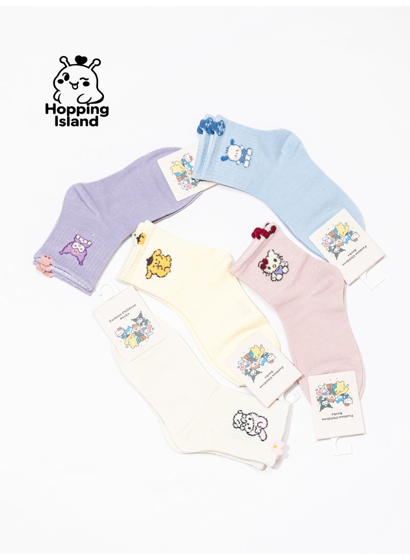 Hopping Island Kids Children Socks 5Pairs Boy Girl Baby Animal Pattern Size M [HI] - Image 4