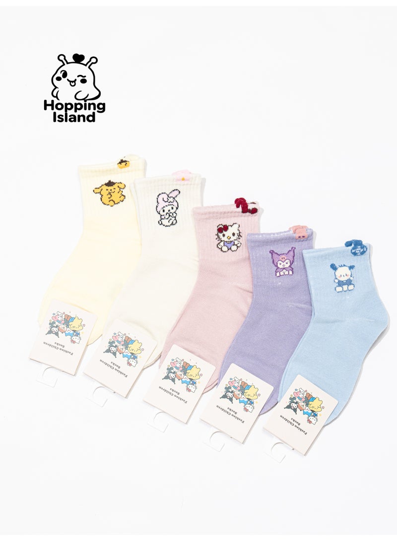 Hopping Island Kids Children Socks 5Pairs Boy Girl Baby Animal Pattern Size M [HI] - Image 2