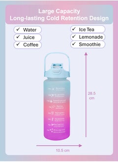 Motivational Large 2L Food-Grade Material Sports/School Water Bottle | Removable Straw, Handle, Time Markers, Food-Grade PC, Durable and Anti-Slip for School, Gym, Outdoors (Purple & Blue & Pink) - pzsku/ZE8B4B9BD875C9B022B80Z/45/_/1720614471/0e1463ea-3ed0-4425-a6ef-b35ac3ba7eb8