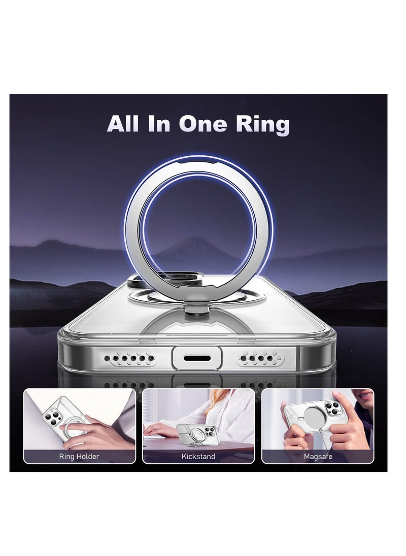 Aookay - for iPhone 13 Pro Max Phone Case with 360° Rotatable Magnetic Ring Stand,Compatible with Magsafe, Protection,Shockproof iPhone 13 Pro Max Case 6.7" for Women Men, Clear - Image 1