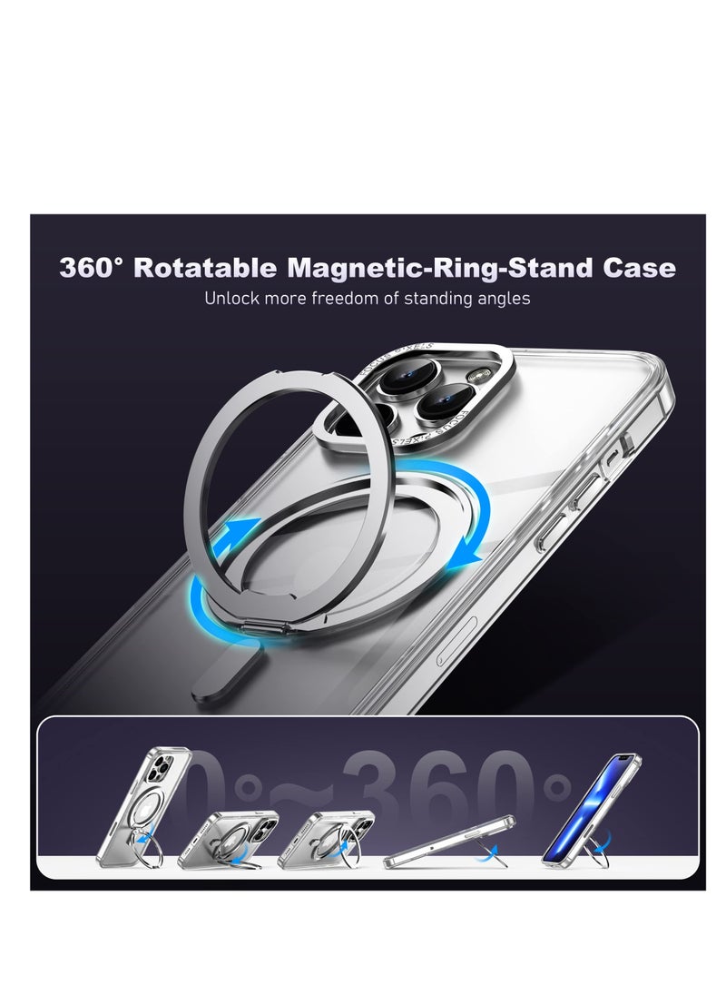 Aookay - for iPhone 13 Pro Max Phone Case with 360° Rotatable Magnetic Ring Stand,Compatible with Magsafe, Protection,Shockproof iPhone 13 Pro Max Case 6.7" for Women Men, Clear - Image 1