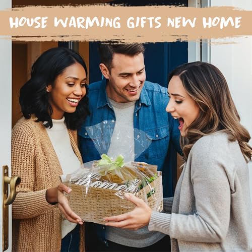 JIABOLANG House Warming Gifts New Home 18 Pcs Housewarming Gifts Basket New Home Gift Ideas Faux Plants Scented Candles Home Sweet Home Bamboo Cutting Board for Couple Women Men Closing Gifts for Home Buyers - Image 3