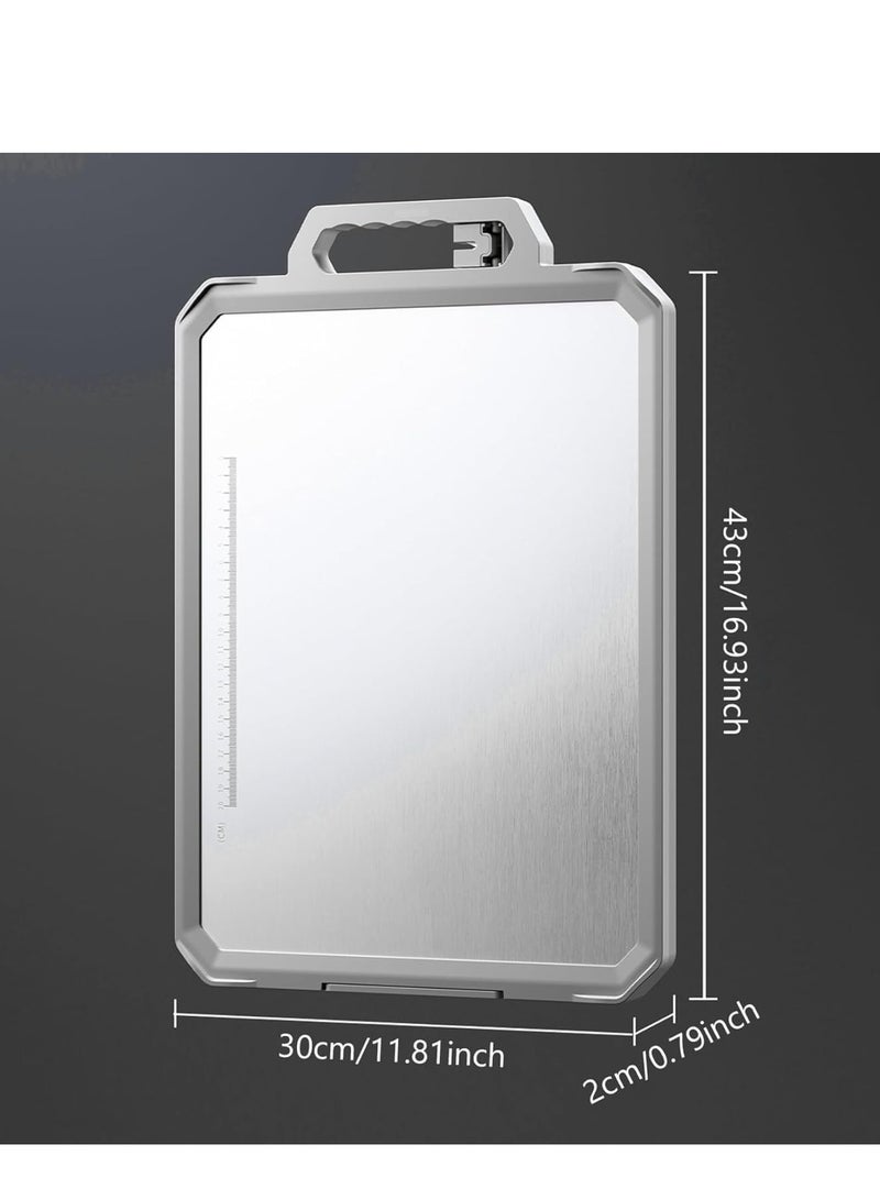 TRASSLE Cutting Board Double Sided,Large Size 17”×11”, 304 Stainless Steel Cutting Board for Kitchen, Food-Grade, Stainless Steel and PP, Easy to Clean  - Image 2