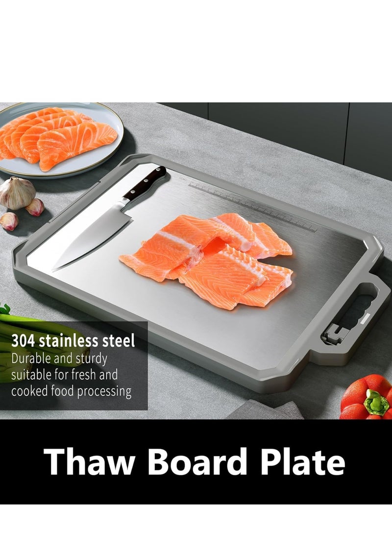 TRASSLE Cutting Board Double Sided,Large Size 17”×11”, 304 Stainless Steel Cutting Board for Kitchen, Food-Grade, Stainless Steel and PP, Easy to Clean  - Image 5