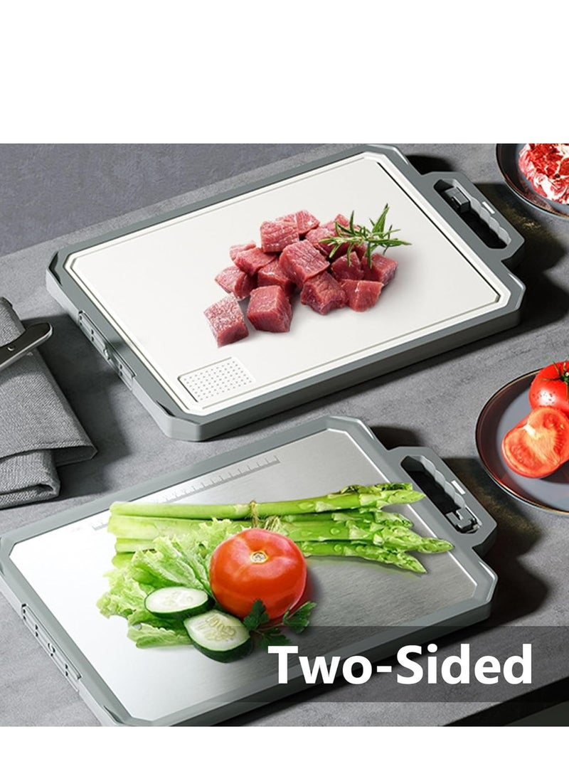 TRASSLE Cutting Board Double Sided,Large Size 17”×11”, 304 Stainless Steel Cutting Board for Kitchen, Food-Grade, Stainless Steel and PP, Easy to Clean  - Image 4