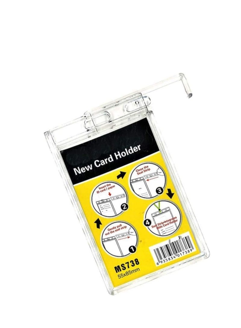 موديست حامل/شارة شفافة لبطاقة الهوية (راجع الصورة) واضحة تمامًا، وميزات قابلة للقفل ومقاومة للماء للبطاقات العمودية فقط (10 قطع) - Image 2