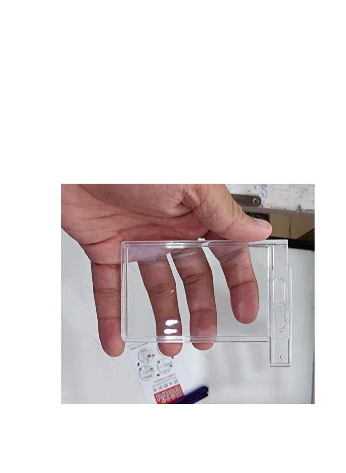 موديست حامل/شارة شفافة لبطاقة الهوية (راجع الصورة) واضحة تمامًا، وميزات قابلة للقفل ومقاومة للماء للبطاقات العمودية فقط (10 قطع) - Image 4