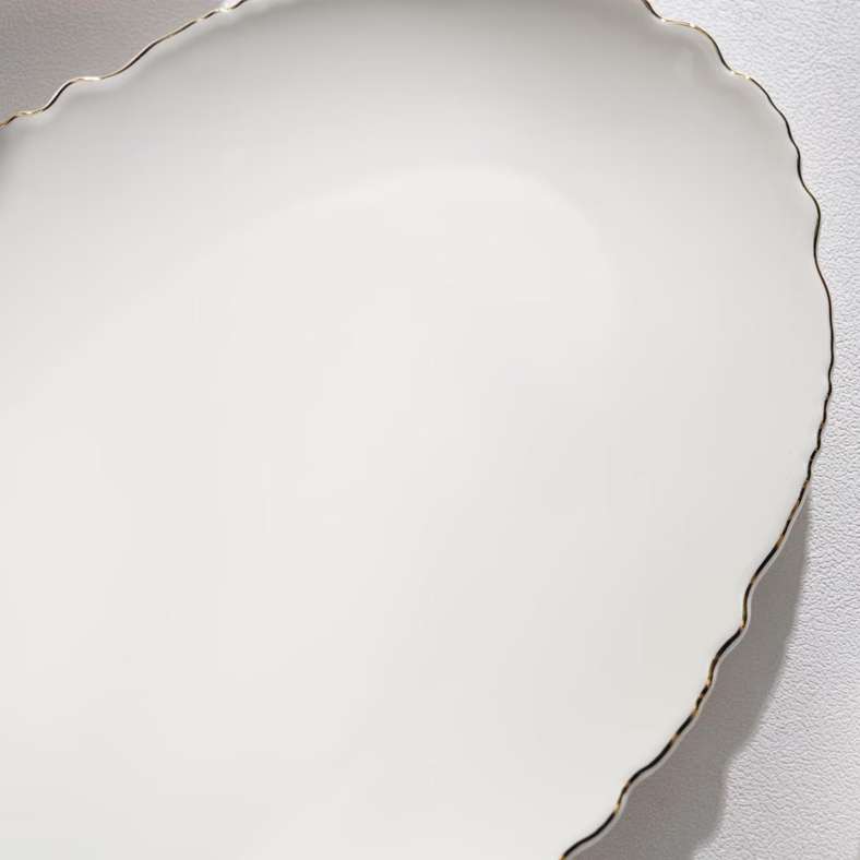 Pan Home Amari Scallop Porcelain Oval Platter - White - Image 2