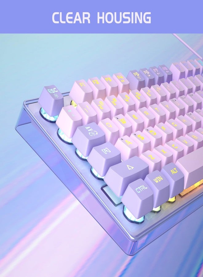 مايجغي مجموعة لوحة مفاتيح وماوس للألعاب من ماجي جي، لوحة مفاتيح K1 بإضاءة خلفية RGB LED مع 104 مفتاح، سلكية، للكمبيوتر الشخصي/الكمبيوتر المحمول (بنفسجي) - Image 2