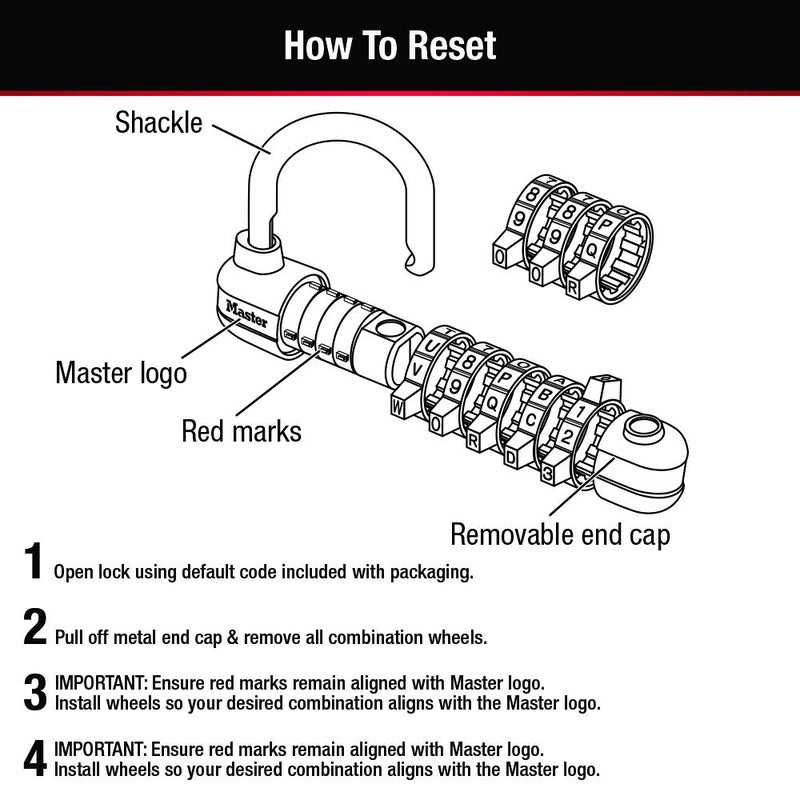 Master Lock Padlock, Set Your Own WORD Combination Lock, 2-1/2 in. Wide, Black, 1534DBLK - Image 4