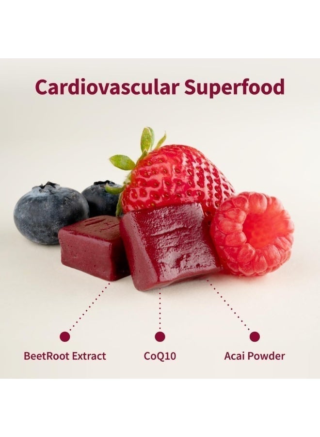 Snap Supplements Heart Beets Beet Root Soft Chews, Cardiovascular Support Supplement for Men & Women, CoQ10 & Acai, Energy & Circulation Support, Sugar Free, Mixed Berry, 60 Soft Chews - Image 2