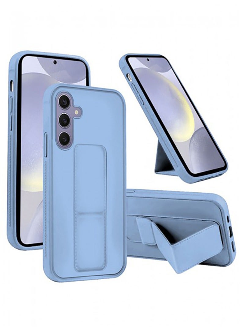 Compatible with Samsung Galaxy A34 Case with Magnetic Stand & Holder, Premium Silicone Finger Grip Strap Holder Case Car Mount Kickstand Cover- Blue