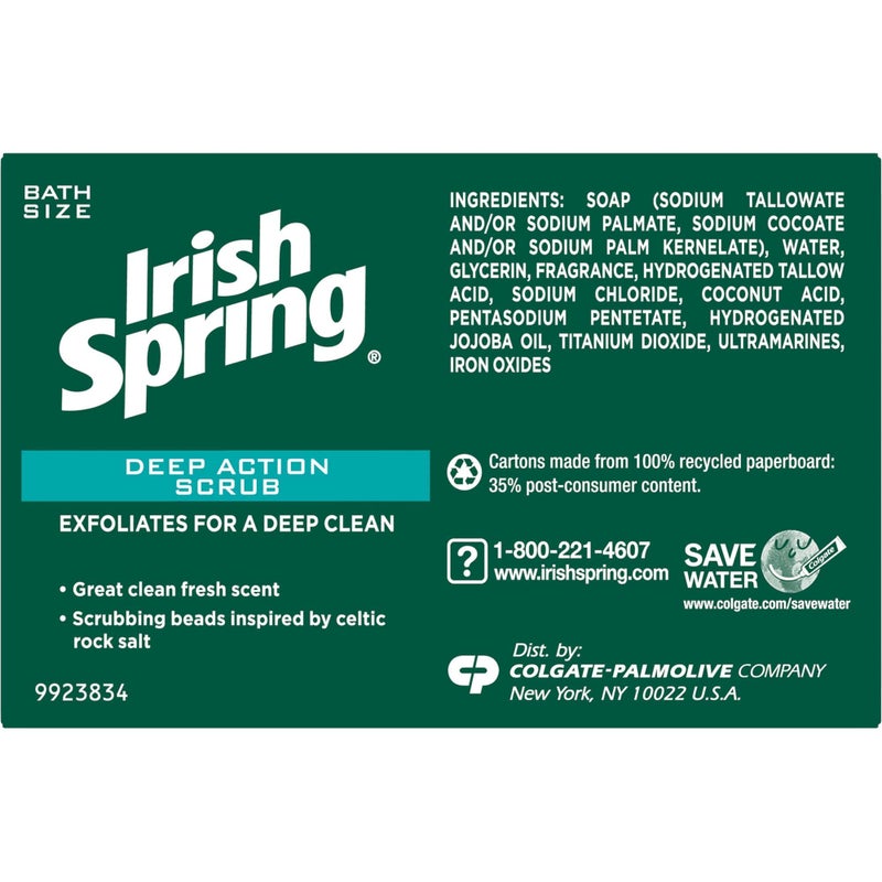 Irish Spring Deep Action Smoothening,Moisturizing,Exfoliating Scrub Bar Soap 3 Pack - Image 2