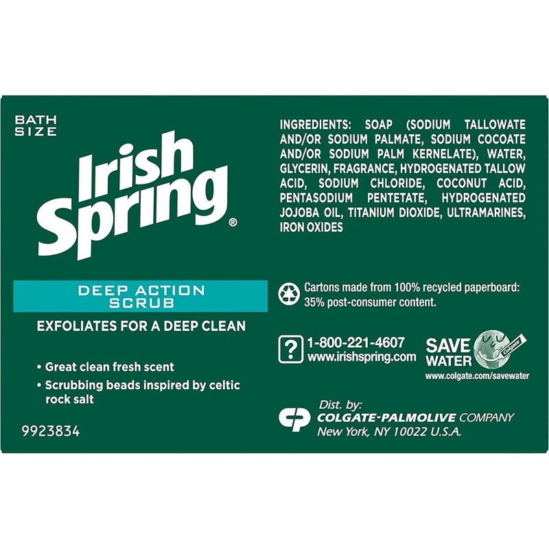 Irish Spring Deep Action Smoothening,Moisturizing,Exfoliating Scrub Bar Soap 3 Pack - Image 4