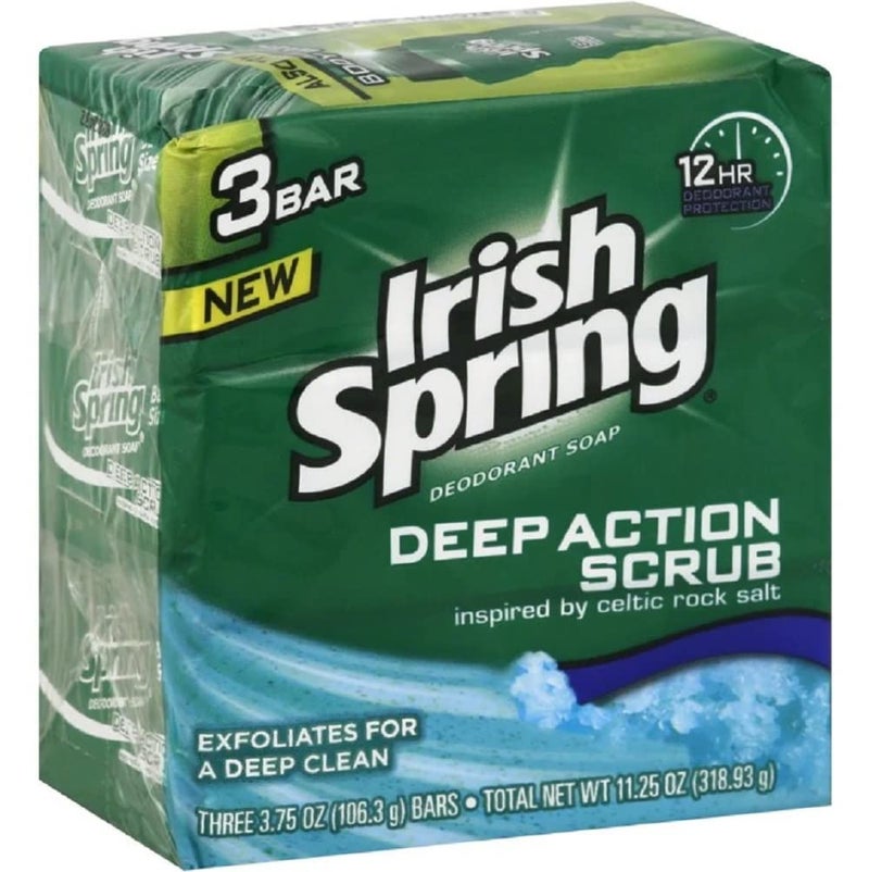 Irish Spring Deep Action Smoothening,Moisturizing,Exfoliating Scrub Bar Soap 3 Pack - Image 1